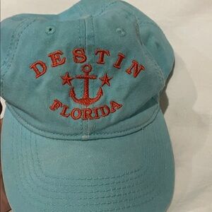 Turquoise Destin Florida Anchor Cap with Orange Embroidery Beach Florida Vacay